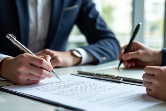 Notary professional assisting client