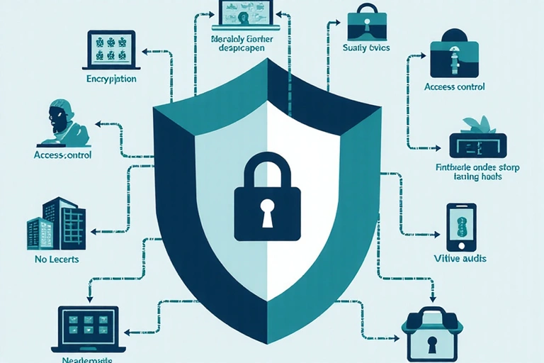 Illustration of data security measures including encryption and access control
