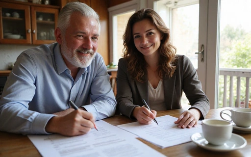Happy borrower signing loan documents