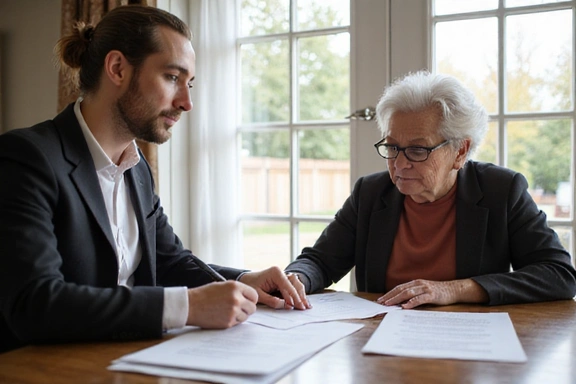 Mobile notary assisting client at home